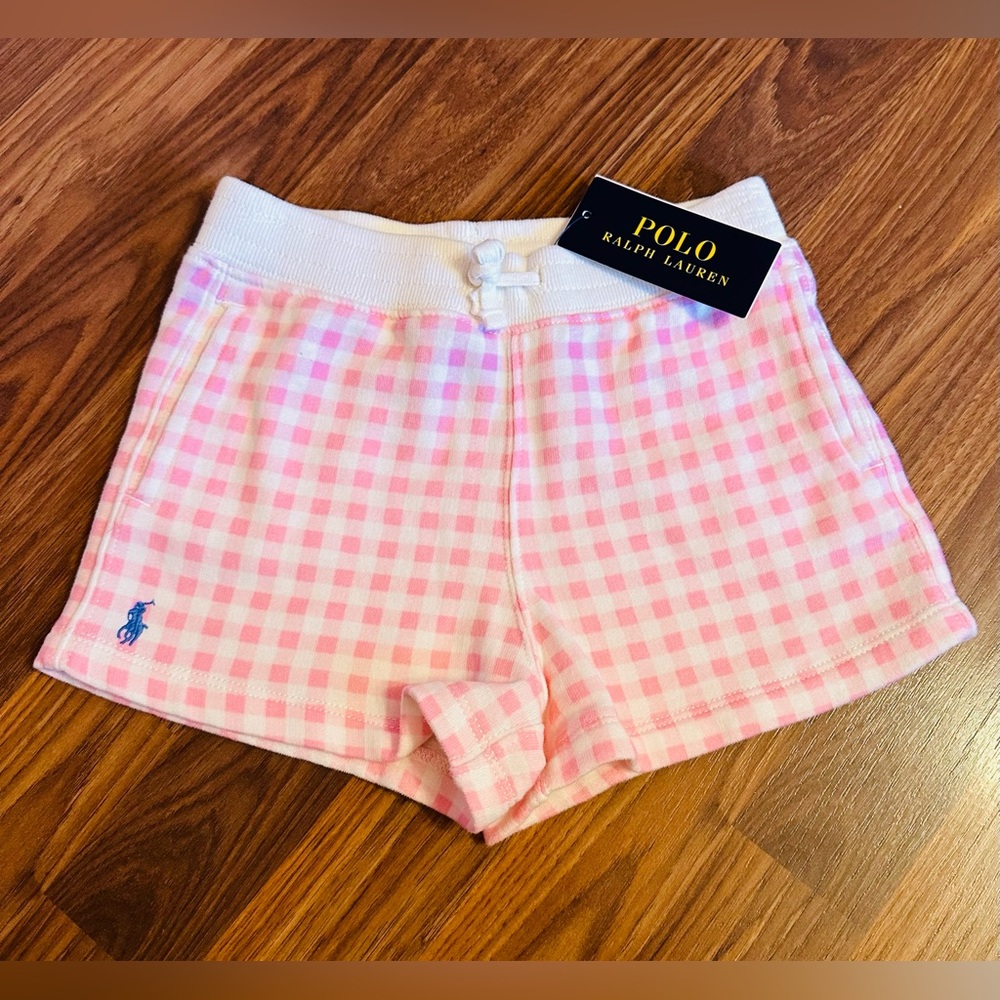 Polo by Ralph Lauren Pink & White Gingham Knit Shorts